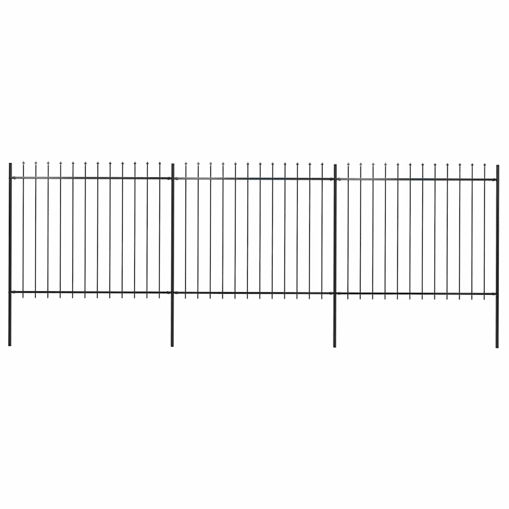 vidaXL Garden Fence with Spear Top Steel 537 x 150 cm Black