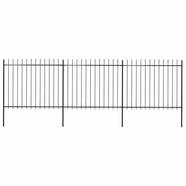 vidaXL Garden Fence with Spear Top Steel 537 x 150 cm Black
