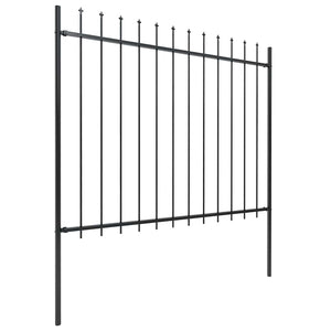 vidaXL Garden Fence with Spear Top Steel 537 x 150 cm Black