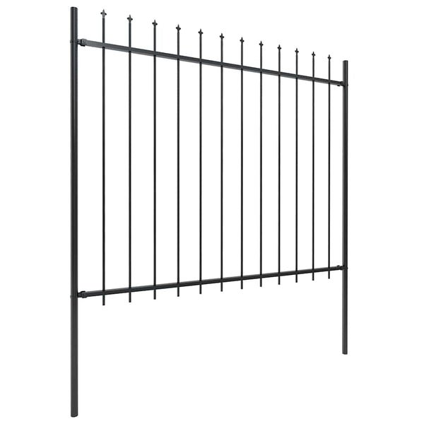 vidaXL Garden Fence with Spear Top Steel 537 x 150 cm Black