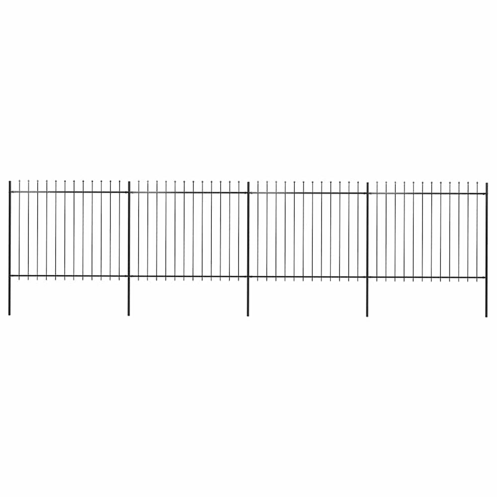vidaXL Garden Fence with Spear Top Steel 714.5 x 150 cm Black