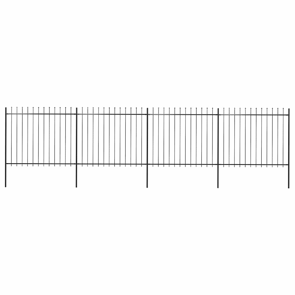 vidaXL Garden Fence with Spear Top Steel 714.5 x 150 cm Black