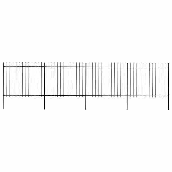 vidaXL Garden Fence with Spear Top Steel 714.5 x 150 cm Black