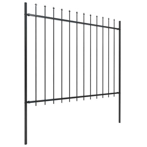 vidaXL Garden Fence with Spear Top Steel 714.5 x 150 cm Black