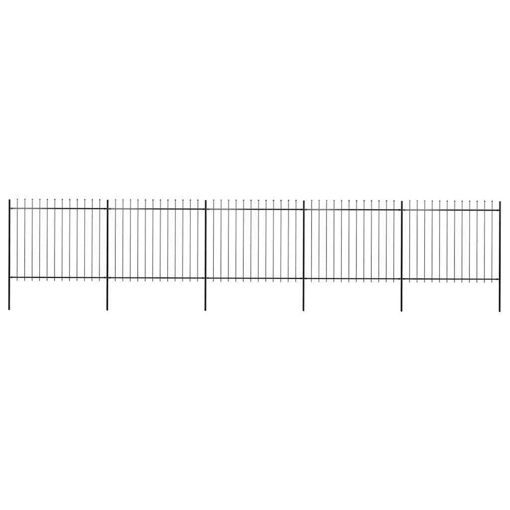 vidaXL Garden Fence with Spear Top Steel 892.5 x 150 cm Black