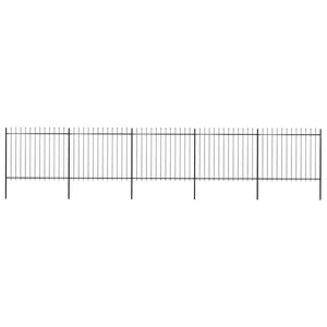 vidaXL Garden Fence with Spear Top Steel 892.5 x 150 cm Black