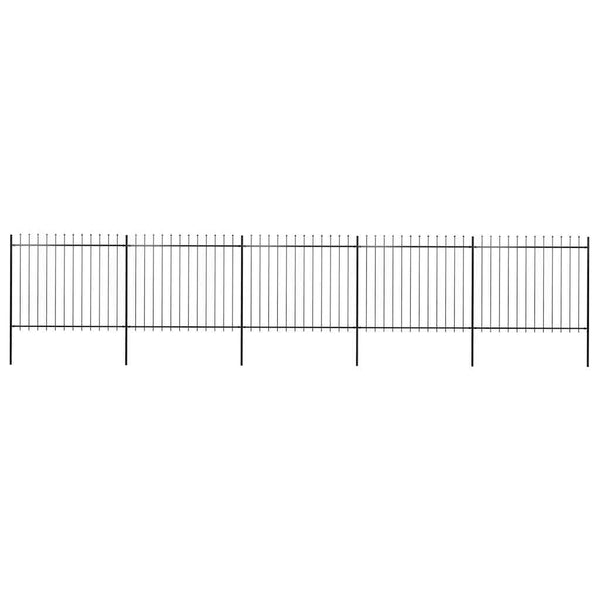 vidaXL Garden Fence with Spear Top Steel 892.5 x 150 cm Black