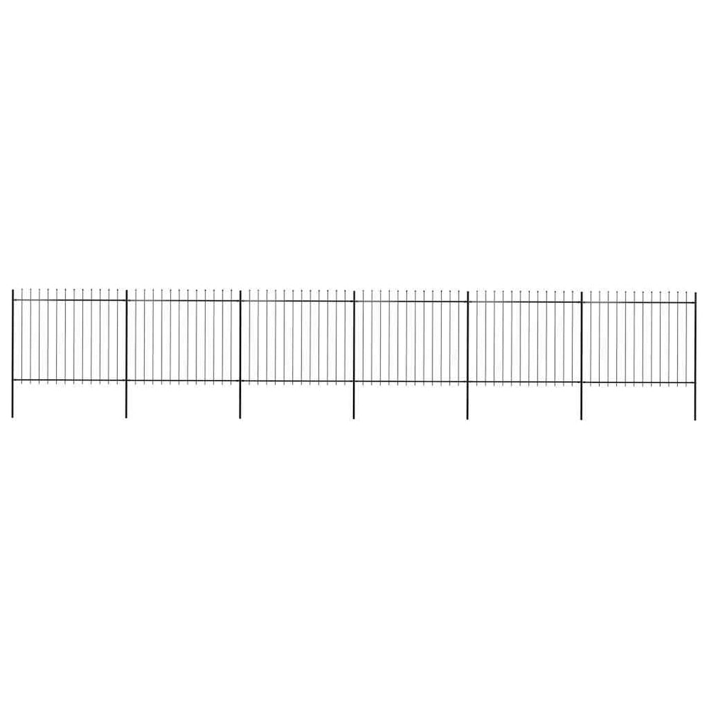 vidaXL Garden Fence with Spear Top Steel 1070 x 150 cm Black