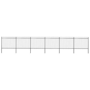 vidaXL Garden Fence with Spear Top Steel 1070 x 150 cm Black