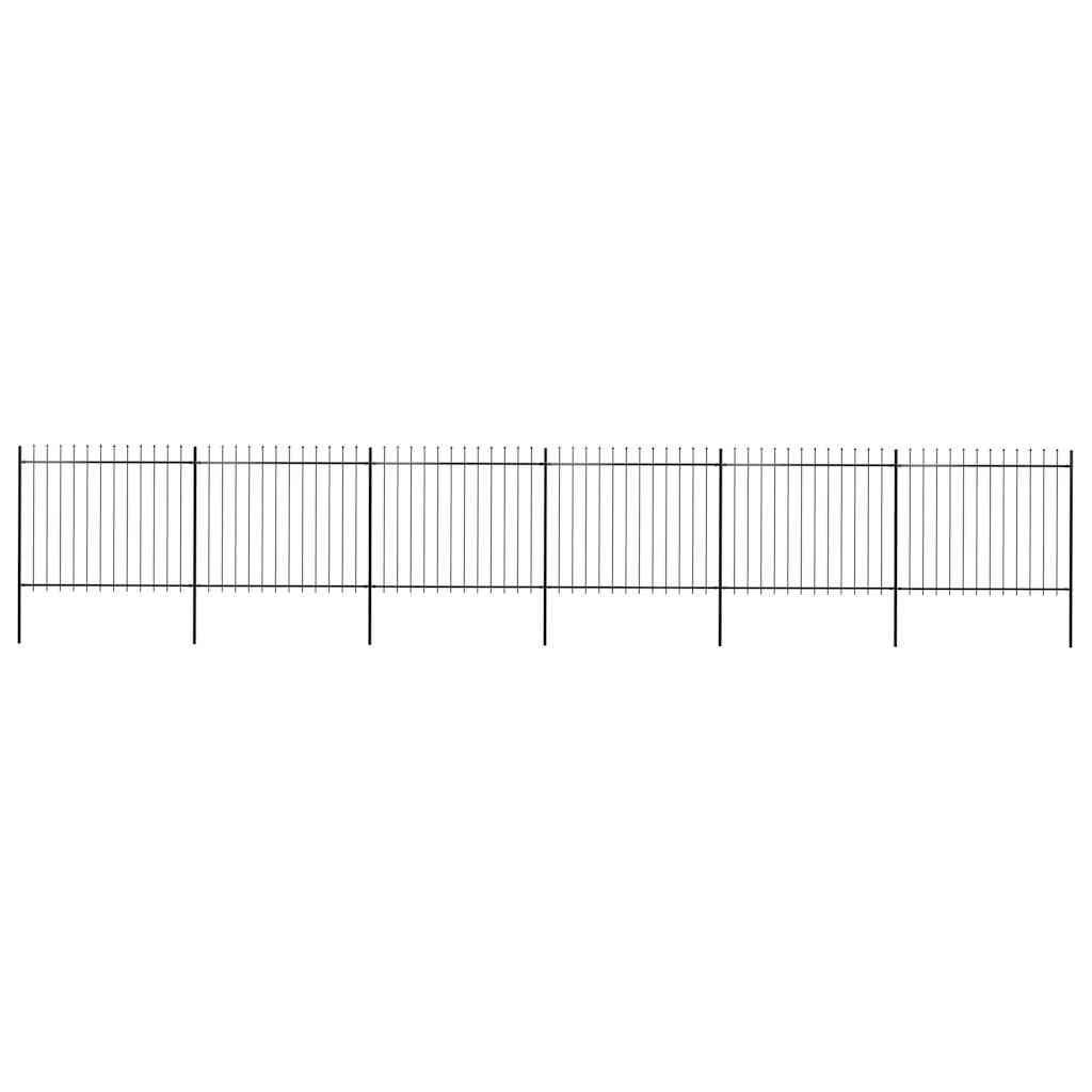 vidaXL Garden Fence with Spear Top Steel 1070 x 150 cm Black
