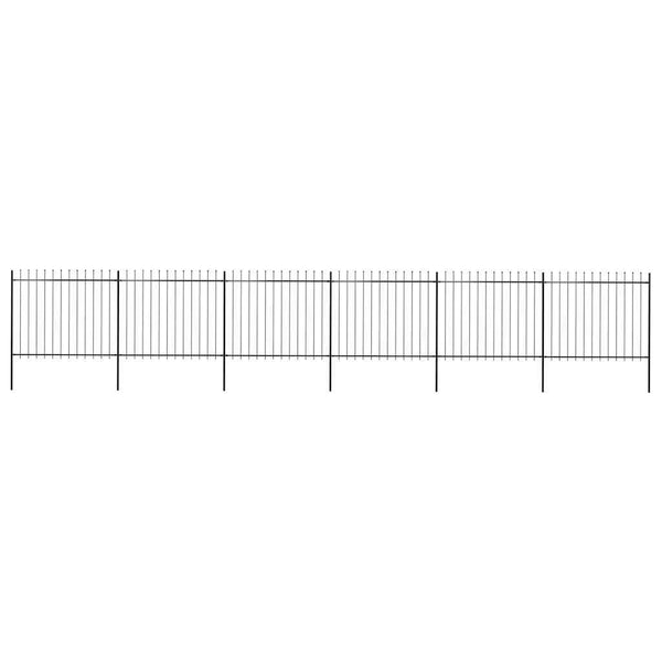 vidaXL Garden Fence with Spear Top Steel 1070 x 150 cm Black