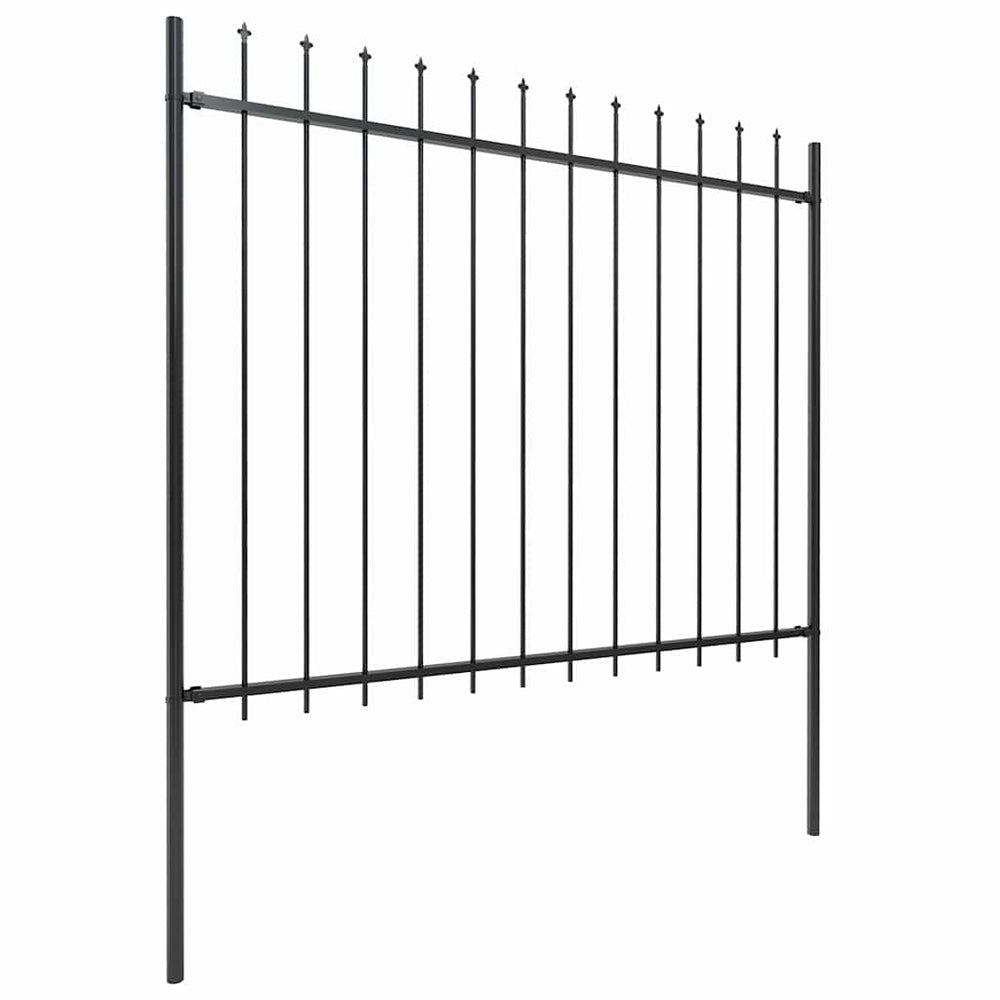 vidaXL Garden Fence with Spear Top Steel 1070 x 150 cm Black