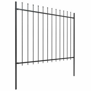 vidaXL Garden Fence with Spear Top Steel 1070 x 150 cm Black