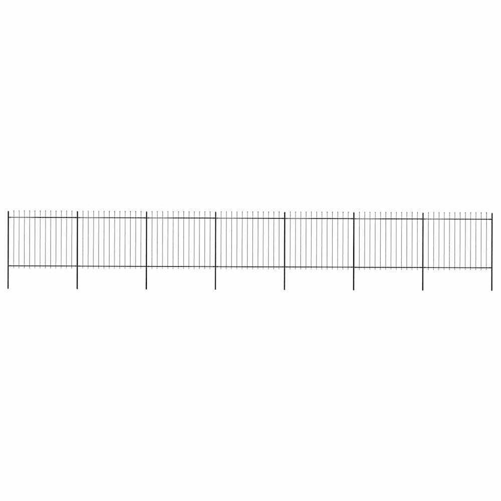 vidaXL Garden Fence with Spear Top Steel 1248 x 150 cm Black