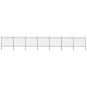 vidaXL Garden Fence with Spear Top Steel 1248 x 150 cm Black