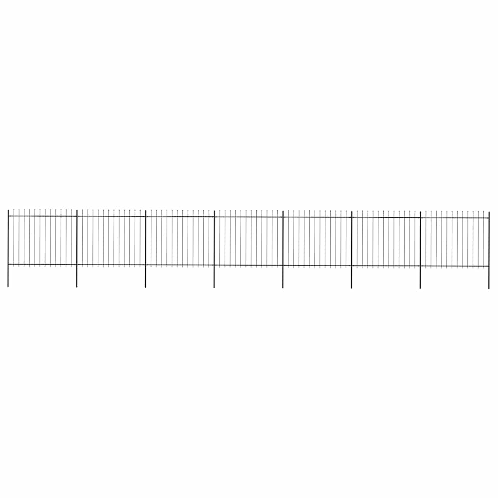 vidaXL Garden Fence with Spear Top Steel 1248 x 150 cm Black