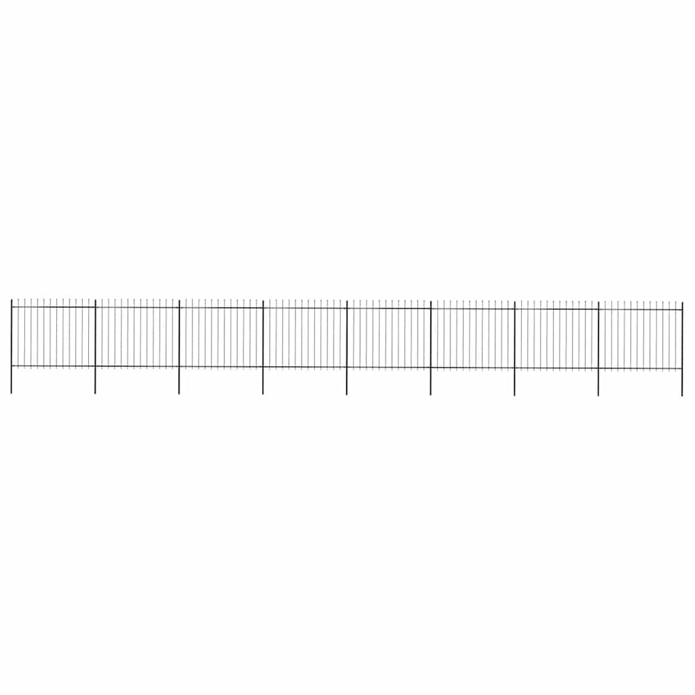 vidaXL Garden Fence with Spear Top Steel 1426 x 150 cm Black