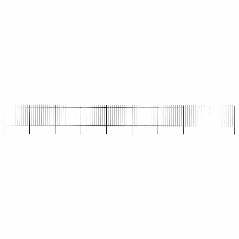 vidaXL Garden Fence with Spear Top Steel 1603.5 x 150 cm Black