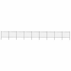 vidaXL Garden Fence with Spear Top Steel 1603.5 x 150 cm Black