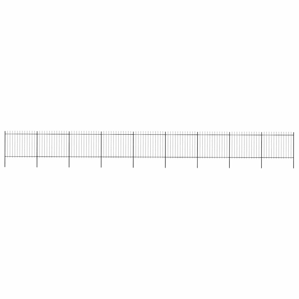 vidaXL Garden Fence with Spear Top Steel 1603.5 x 150 cm Black