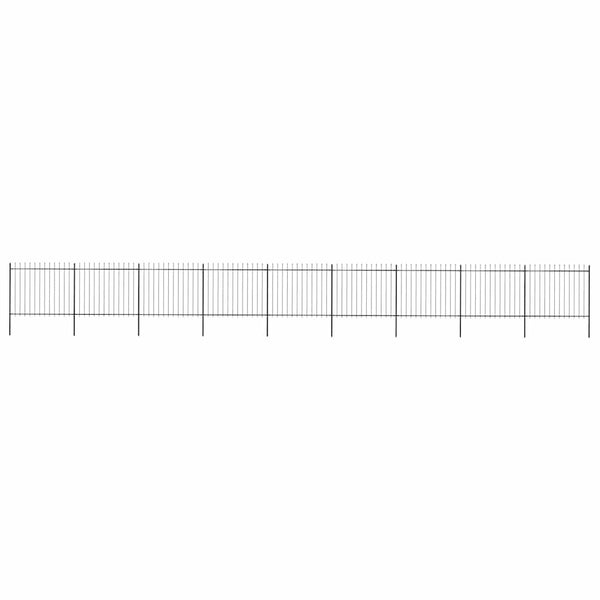 vidaXL Garden Fence with Spear Top Steel 1603.5 x 150 cm Black