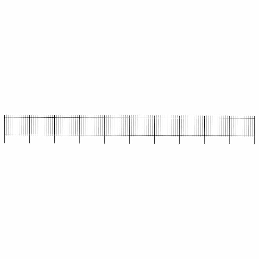 vidaXL Garden Fence with Spear Top Steel 1781.5 x 150 cm Black