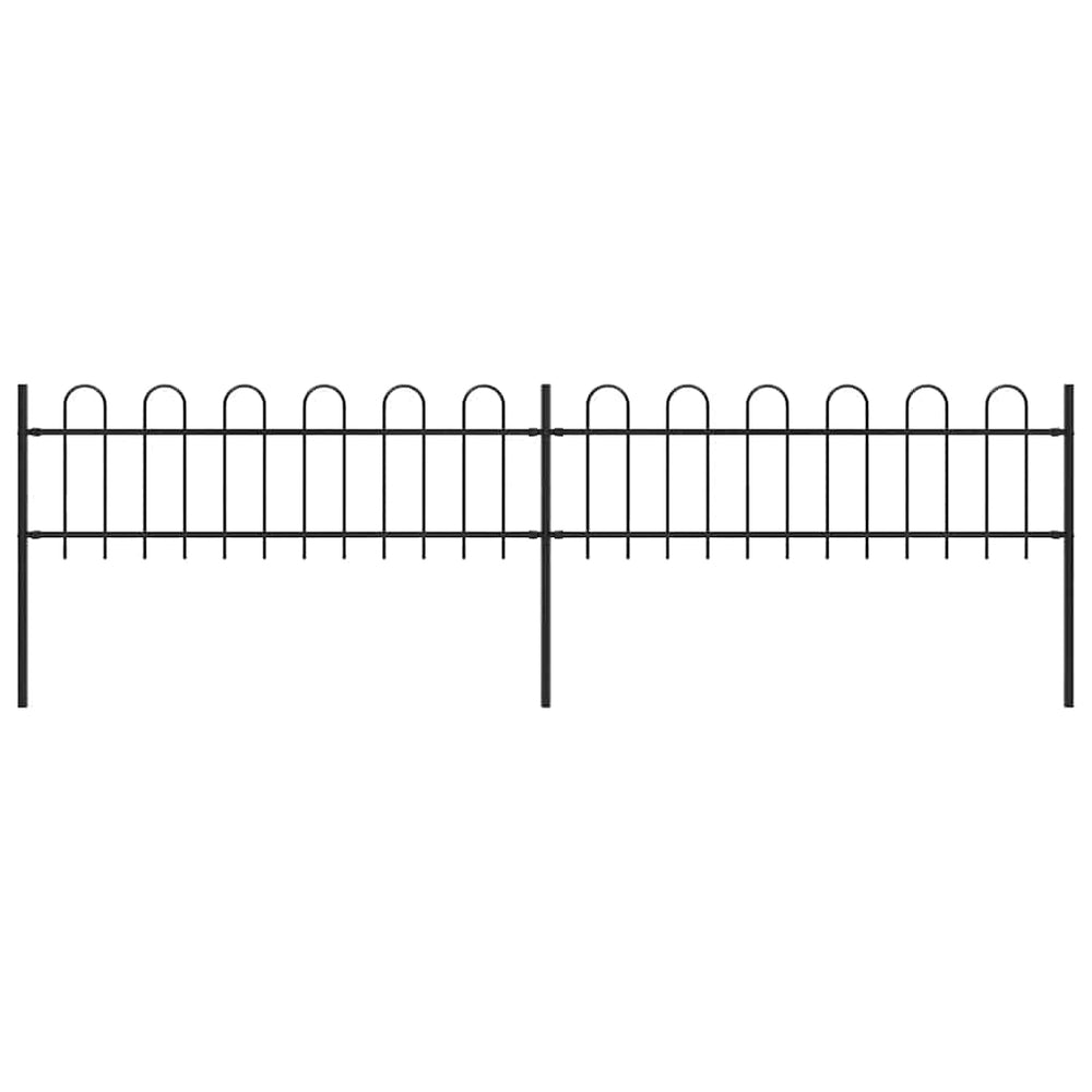 vidaXL Garden Fence with Arch Steel 359 x 60 cm Black