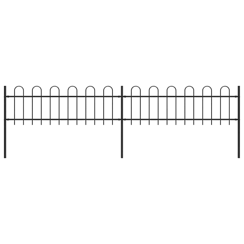 vidaXL Garden Fence with Arch Steel 359 x 60 cm Black