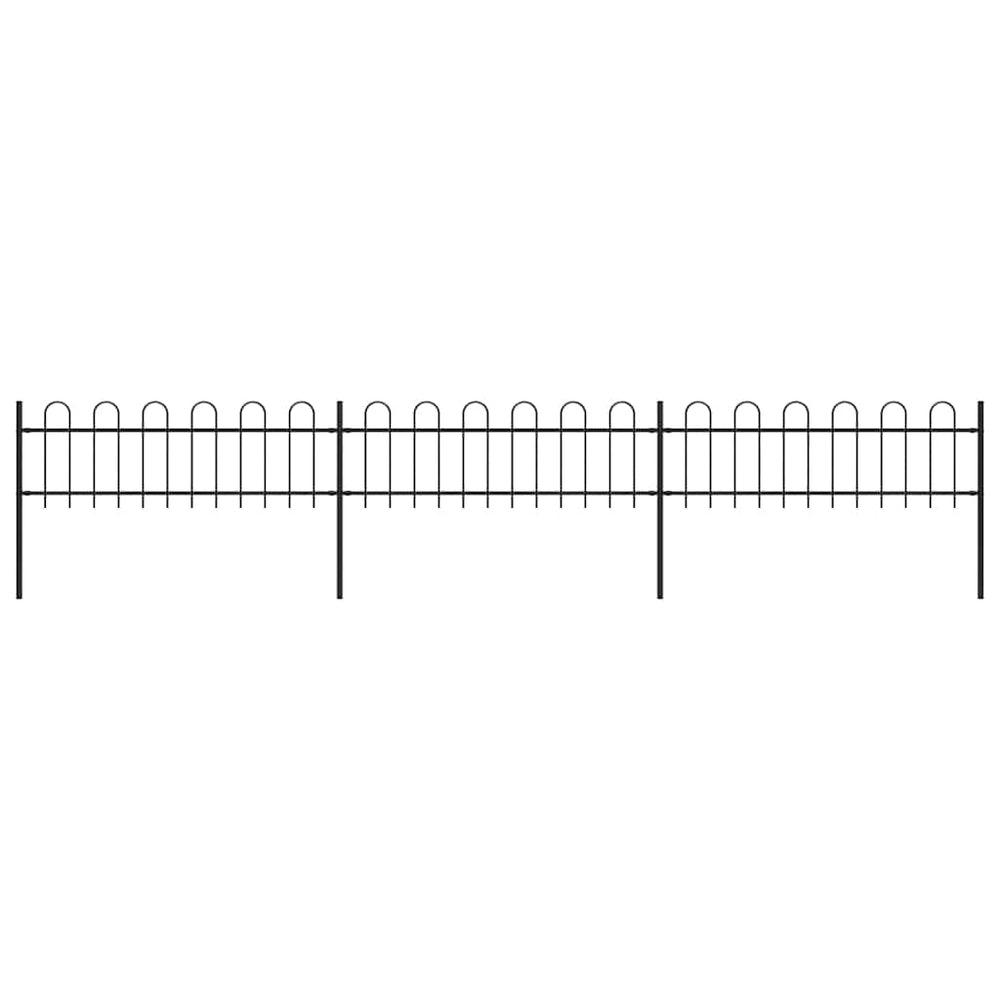 vidaXL Garden Fence with Arch Steel 537 x 60 cm Black