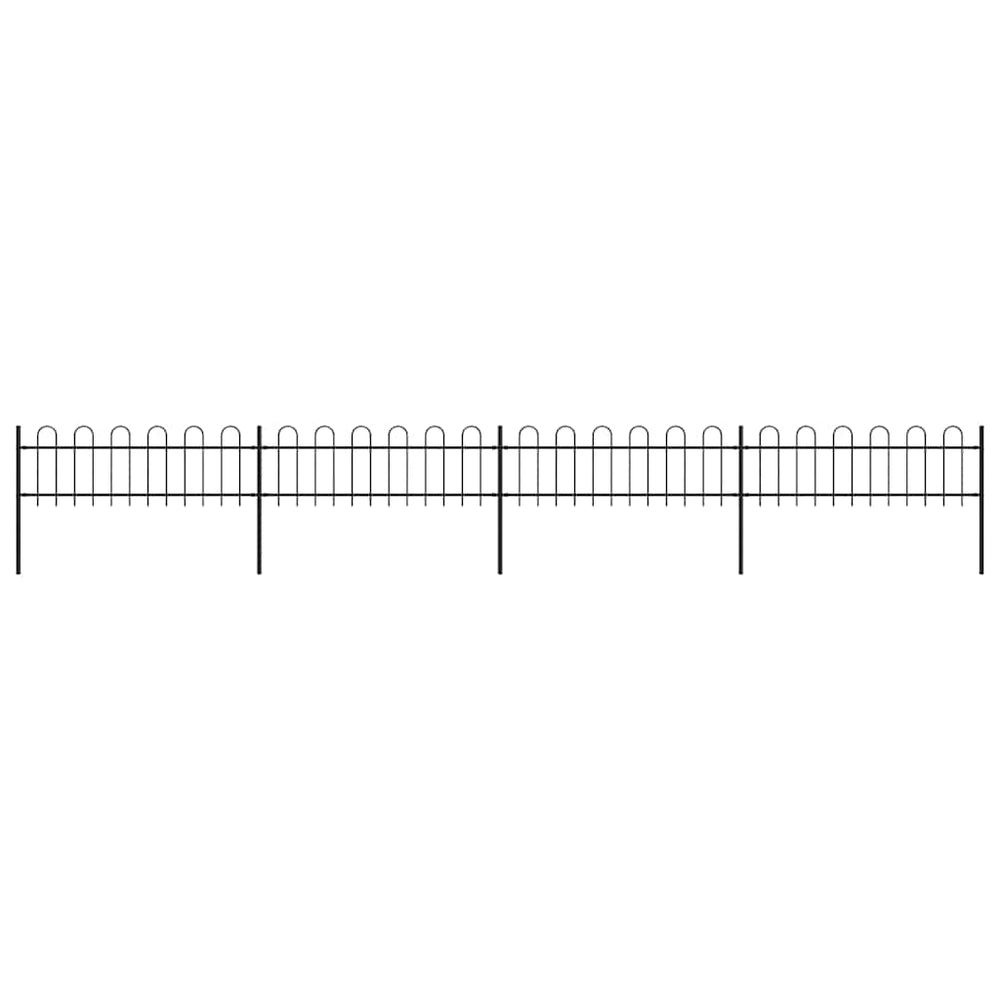 vidaXL Garden Fence with Arch Top Steel 714.5 x 60 cm Black
