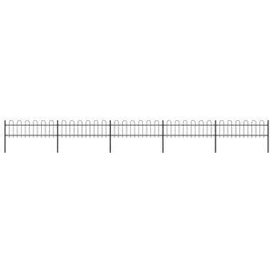 vidaXL Garden Fence with Arch Top Steel 892.5 x 60 cm Black