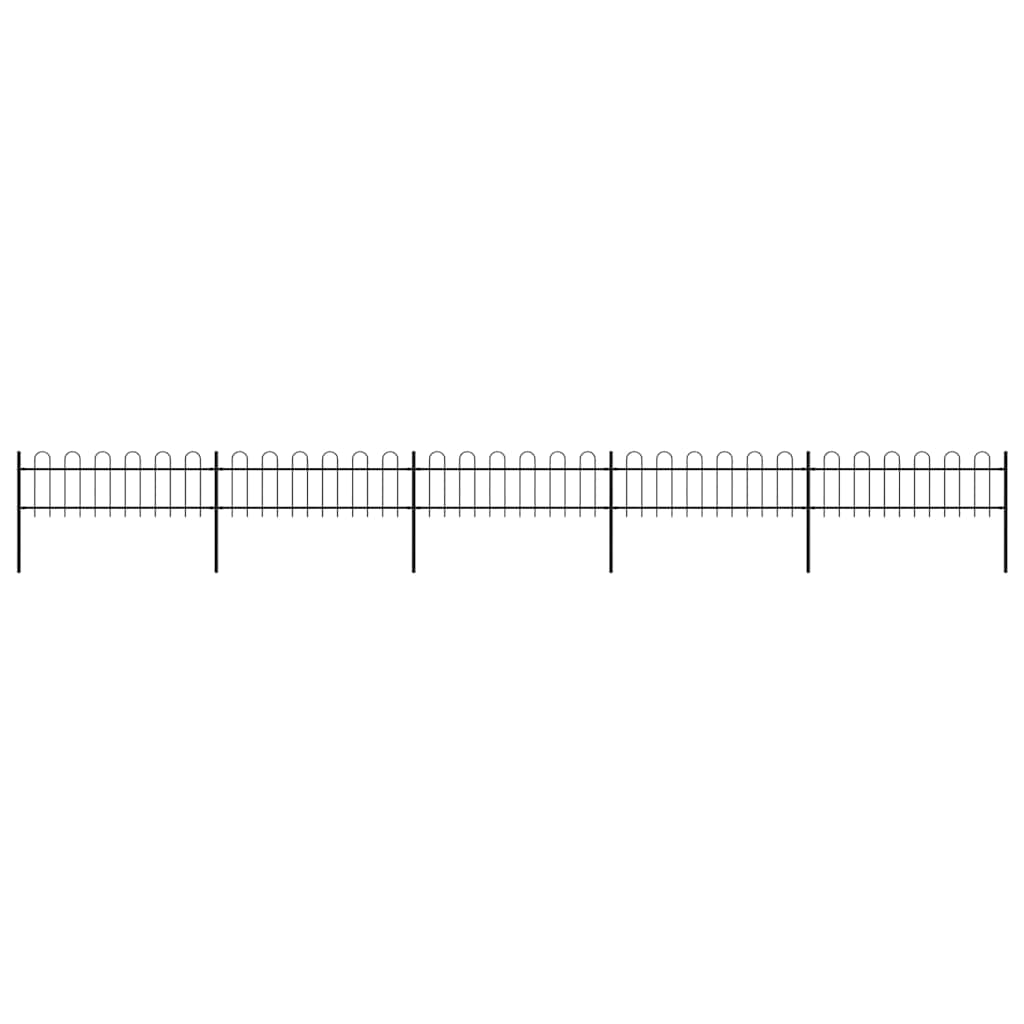 vidaXL Garden Fence with Arch Top Steel 892.5 x 60 cm Black
