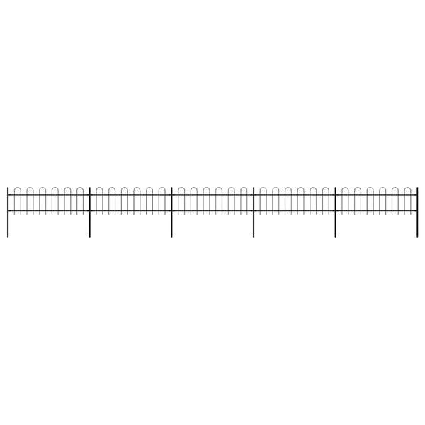 vidaXL Garden Fence with Arch Top Steel 892.5 x 60 cm Black