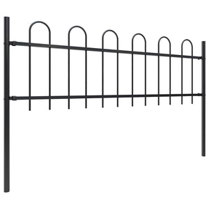 vidaXL Garden Fence with Arch Top Steel 892.5 x 60 cm Black