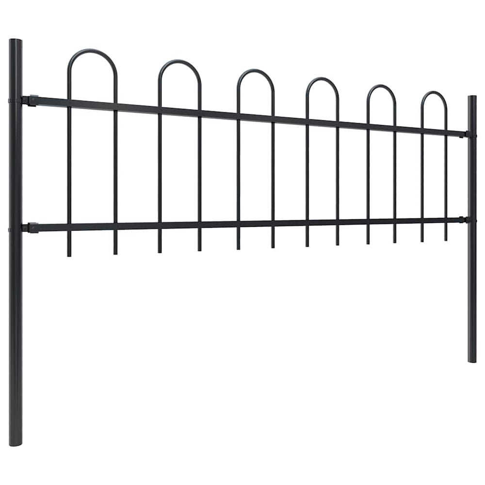 vidaXL Garden Fence with Arches Steel 1248 x 60 cm Black