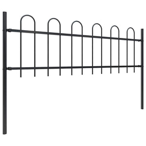 vidaXL Garden Fence with Arches Steel 1426 x 60 cm Black
