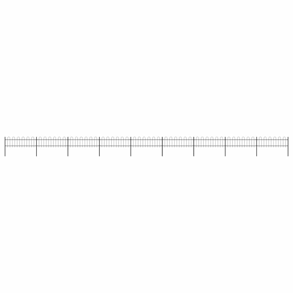 vidaXL Garden Fence with Arch Top Steel 1603.5 x 60 cm Black