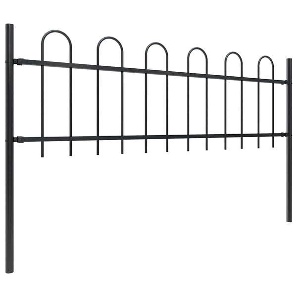 vidaXL Garden Fence with Arch Top Steel 1603.5 x 60 cm Black