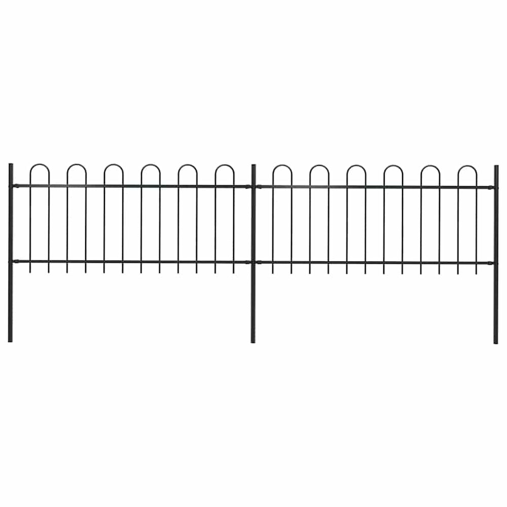 vidaXL Garden Fence with Arch Steel 359 x 80 cm Black