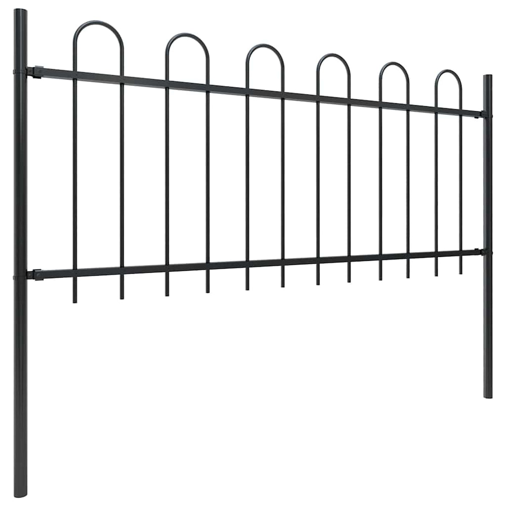 vidaXL Garden Fence with Arch Steel 359 x 80 cm Black
