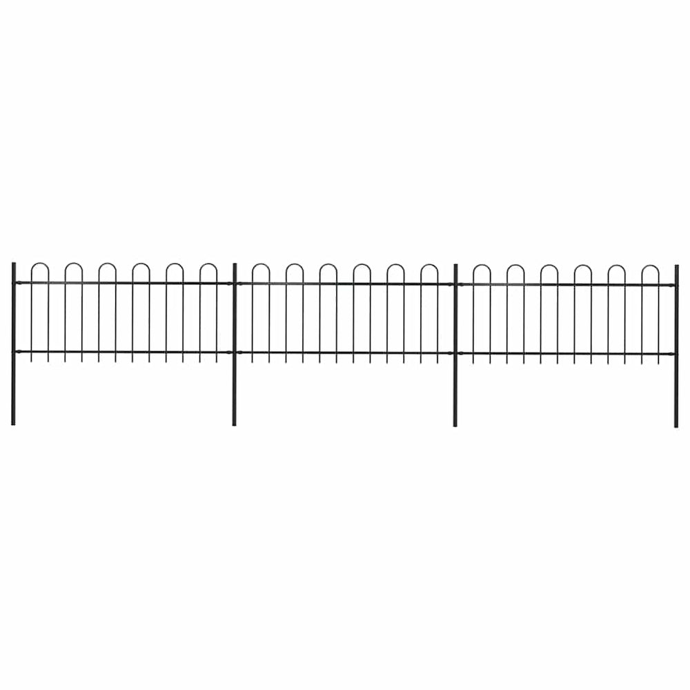 vidaXL Garden Fence with Arch Steel 537 x 80 cm Black