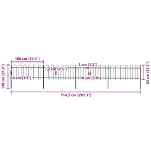 vidaXL Garden Fence with Arch Steel 714.5 x 80 cm Black