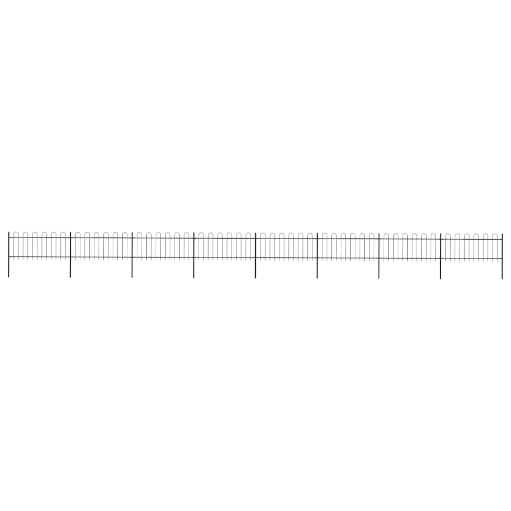 vidaXL Garden Fence with Round Arch Steel 1426 x 80 cm Black