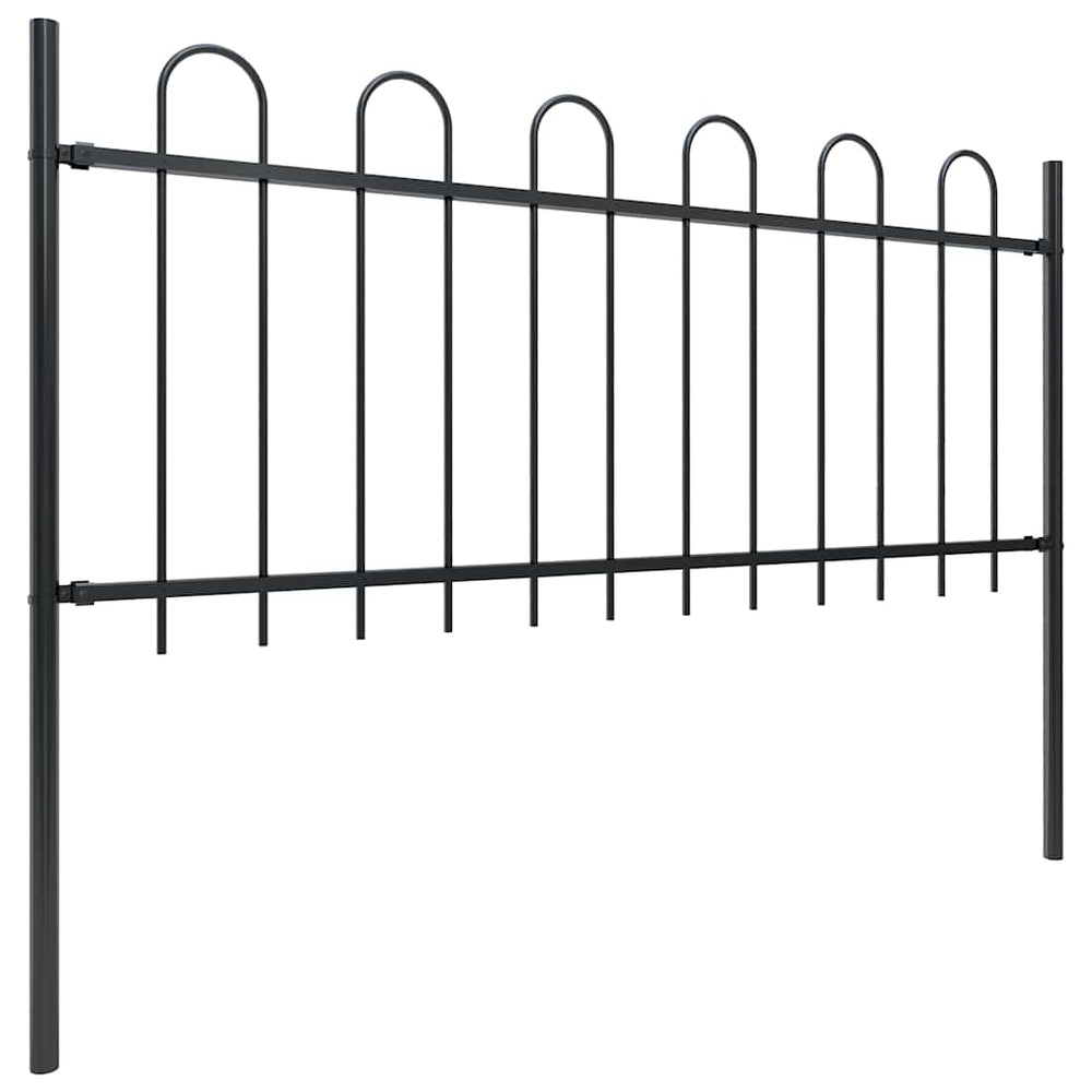 vidaXL Garden Fence with Round Arch Steel 1426 x 80 cm Black