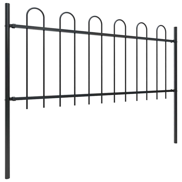 vidaXL Garden Fence with Round Arch Steel 1426 x 80 cm Black