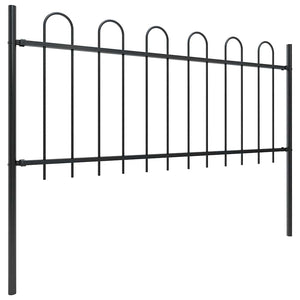 vidaXL Garden Fence with Arch Steel 1603.5 x 80 cm Black