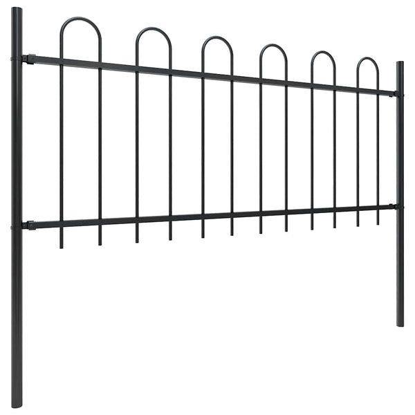 vidaXL Garden Fence with Arch Steel 1603.5 x 80 cm Black