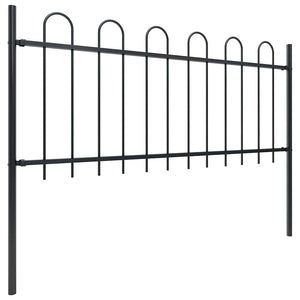vidaXL Garden Fence with Arch Steel 178.5 x 80 cm Black