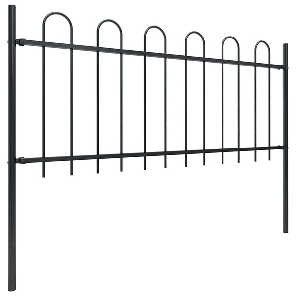 vidaXL Garden Fence with Arch Steel 178.5 x 80 cm Black