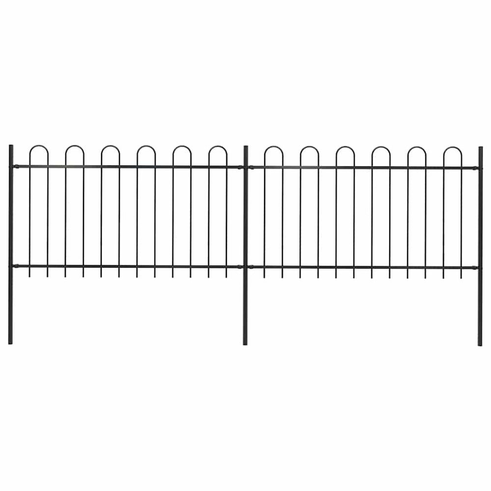 vidaXL Garden Fence with Arch Steel 359 x 100 cm Black